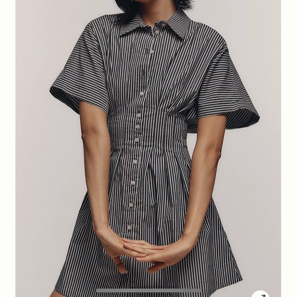 Anthropologie tobie mini Striped blue and White Dress - Picture 2 of 5